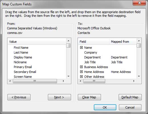Custom contact fields mapping