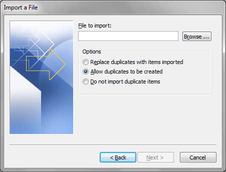 Select Live Mail contacts file to import